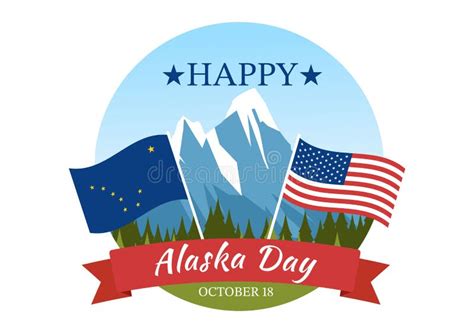 Happy Alaska Day on October 18 Hand Drawn Cartoon Flat Illustration ...