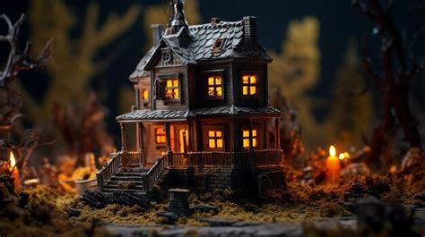 Premium AI Image | Miniature haunted house diorama Halloween