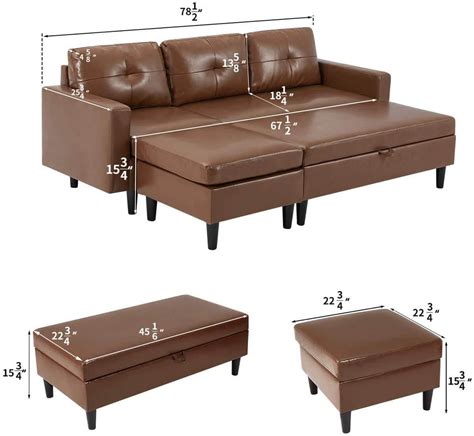 Small Faux Leather Sectional Sofa with Storage Ottoman and Chaise Loun ...