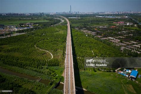 An aerial view of the Tianjin Grand Bridge on July 18, 2022 in... News ...