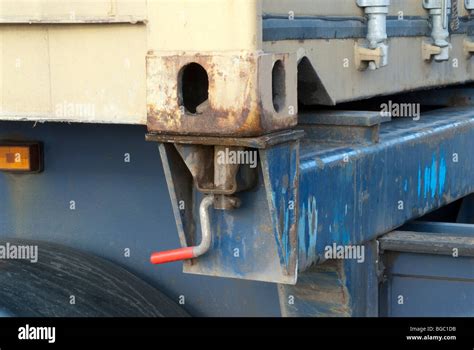 Shipping container Twistlock connection on HGV in locked position Stock Photo, Royalty Free ...