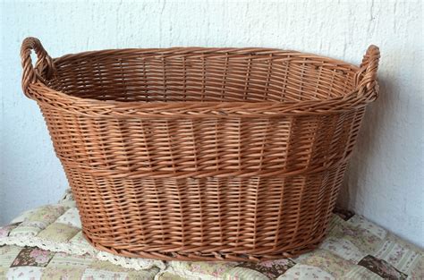 French Style Laundry Basket Wicker Laundry Basket Large Oval | Etsy