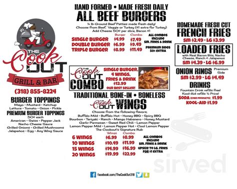 Menu for The Cookout in Monroe, LA | Sirved