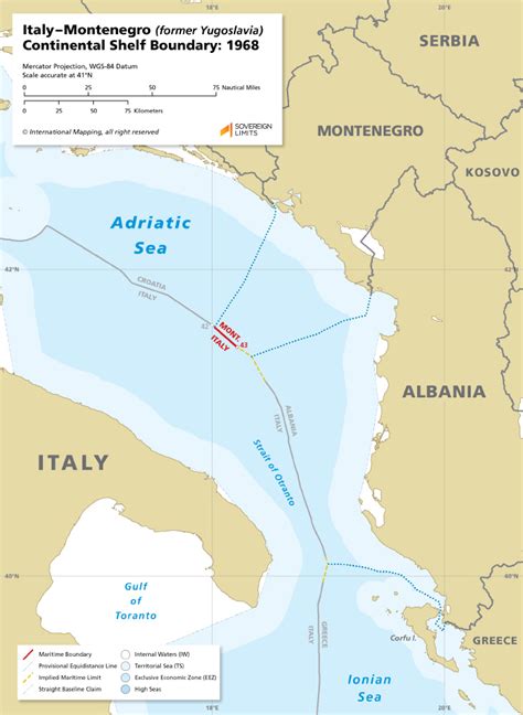 Italy – Montenegro Continental Shelf Boundary 1968 | Sovereign Limits