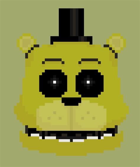 Golden freddy head pixel art