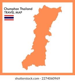 Orange Map Chumphon Province Part Thailand Stock Vector (Royalty Free ...