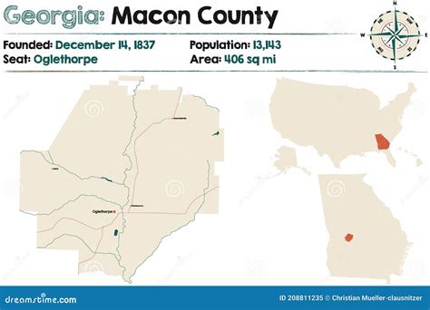 Map of Macon County in Georgia Stock Vector - Illustration of ...