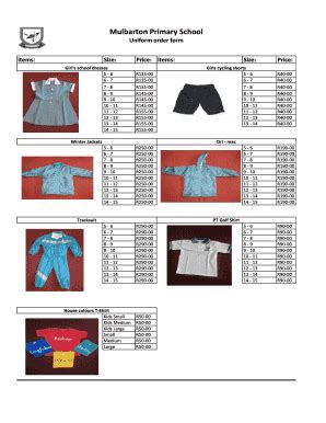 Mulbarton Primary School Uniform - Fill and Sign Printable Template Online