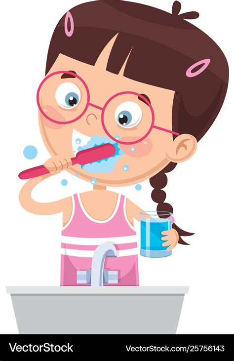 Kid brushing teeth Royalty Free Vector Image - VectorStock