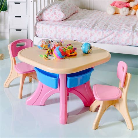 In/Outdoor 3-Piece Plastic Children Play Table & Chair Set | Kids table and chairs, Kids table ...