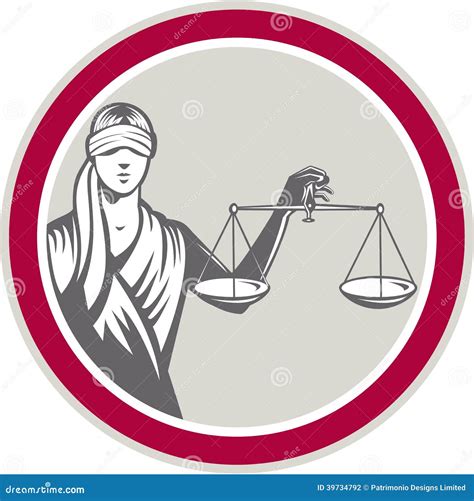 Lady Blindfolded Holding Scales Justice Circle Stock Illustration - Image: 39734792