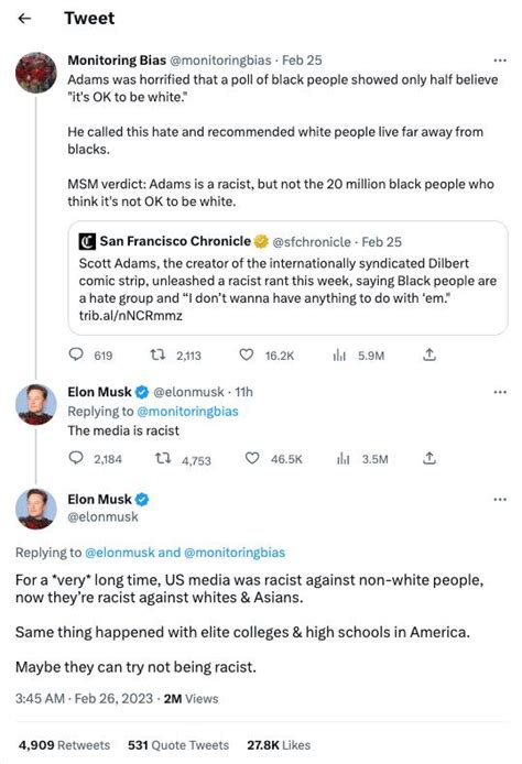 Elon Musk Calls Media 'Racist' After Outlets Remove Racist Dilbert Creator’s Cartoons