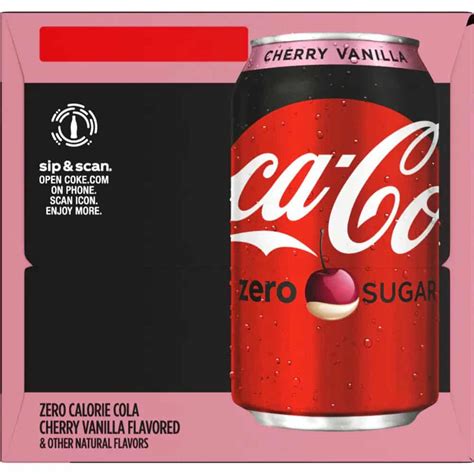 Coca-Cola Cherry Vanilla Zero Sugar Cola Soda, 12 cans / 12 fl oz ...