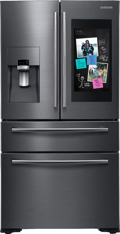 Samsung - Family Hub™ 27.7 Cu. Ft. 4-Door French Door Refrigerator - Black stainless steel at ...