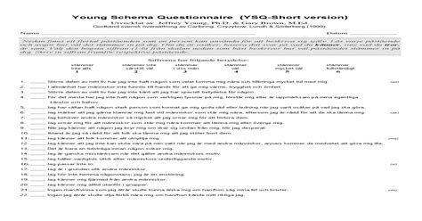 Young Schema Questionnaire (YSQ-Short version) Schema Questionnaire (YSQ-Short version ...