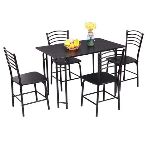 5 Piece Black Modern Dining Set