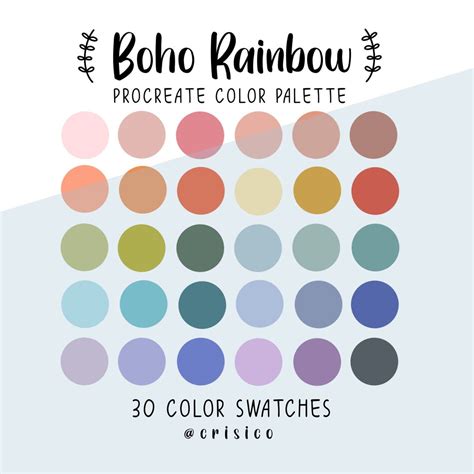 Boho Rainbow Procreate Color Palette / Color Swatches / Instant ...