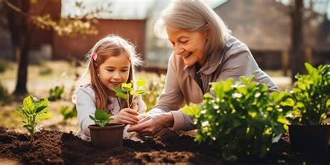 Premium AI Image | An elderly woman and a little granddaughter take ...