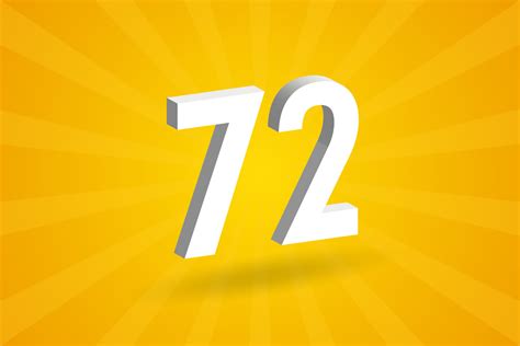 3D 72 number font alphabet. White 3D Number 72 with yellow background 13886420 Vector Art at ...