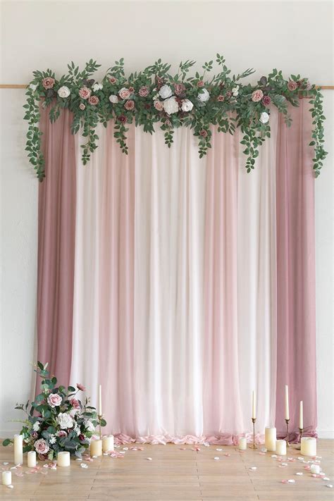 6.5ft Flower Garland with Hanging Rose Leaves for Ceremony Backdrop - Dusty Rose & Mauve