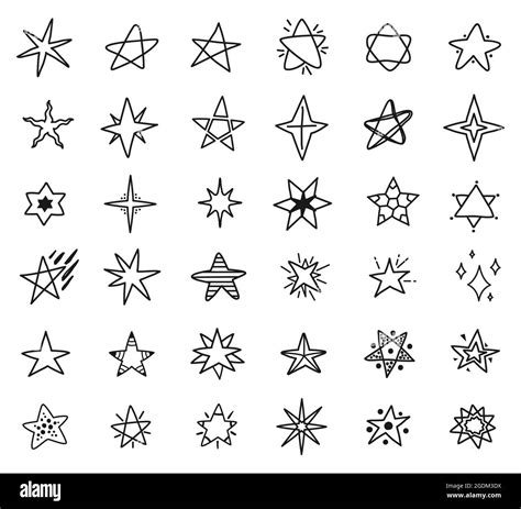 Stars doodle drawings, hand drawn star sketches. Simple cute stars ...