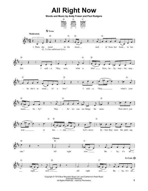 All Right Now | Sheet Music Direct