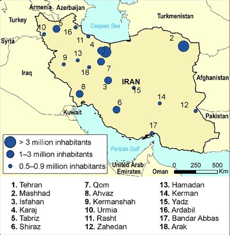 Largest cities in Iran. | Download Scientific Diagram