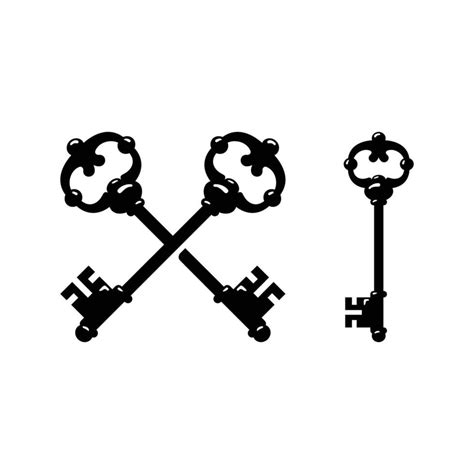 Set of Vintage Ornate Key Silhouette, Antique Skeleton Key Logo ...