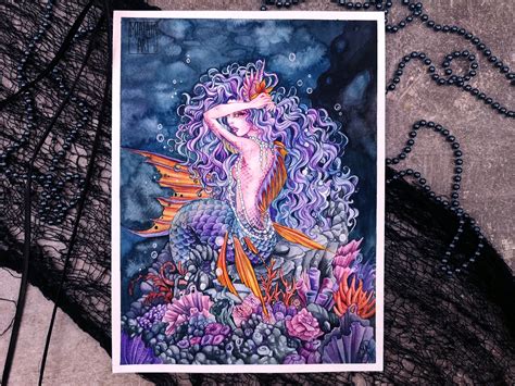 Mermaid Siren Art Original Watercolor Painting Fantasy Artwork - Etsy