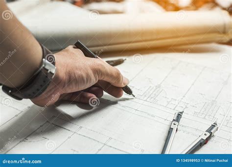 Engineering and Drawing Tools Stock Image - Image of desk, home: 134598953