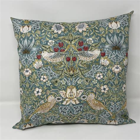 William Morris Strawberry Thief design cushion (aqua) - Fait Par Moi