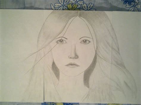 a pencil drawing of a woman's face with long hair and flowers in the background