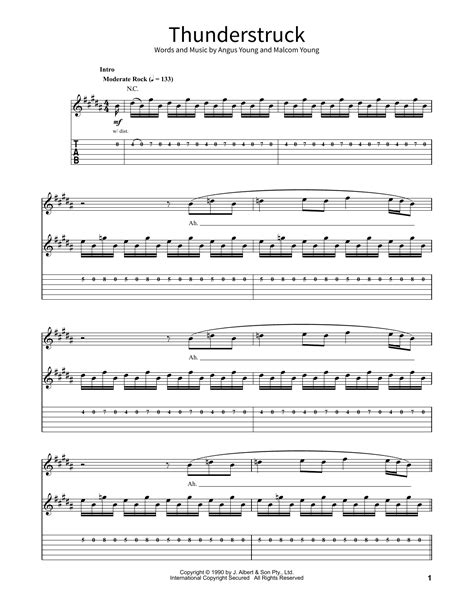 Ac Dc Thunderstruck Tab : Ac Dc Thunderstruck Jazz Version Sheet Music Pdf Notes Chords Jazz ...