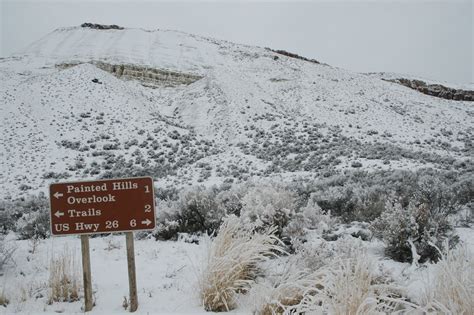 Painted Hills show one color during winter visit: snowy white ...