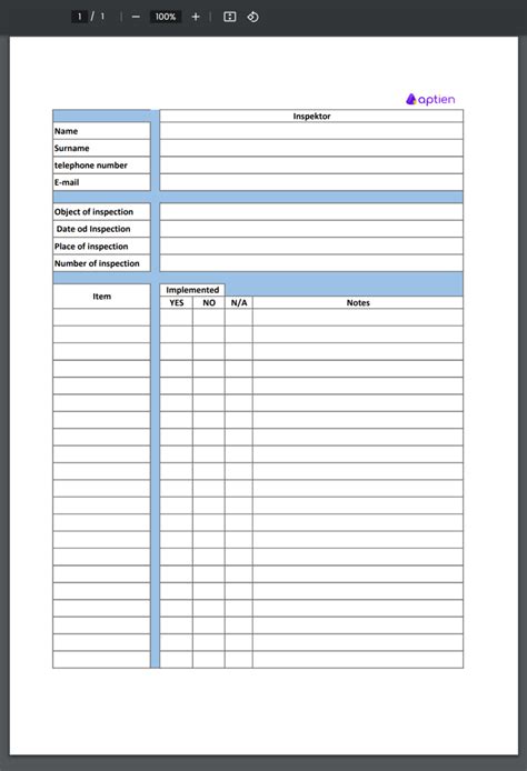 What is inspection checklist | Facility Management | Aptien