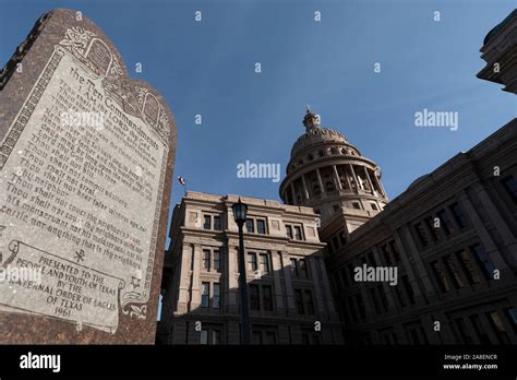 Ten Commandments monument on the grounds of the Texas State Capitol, Austin Texas USA Stock ...