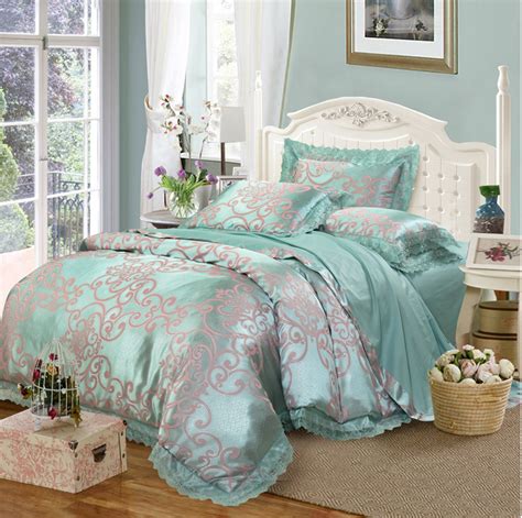 Queen & King Size Teal Lace Jacquard Luxury Tan Royal Duvet Cover ...