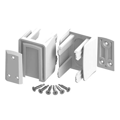 Veranda 3 in. x 3 in. x 3 in. White Vinyl Fence Slidelock Bracket Kit ...