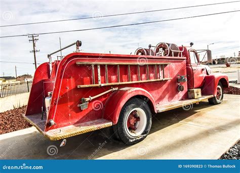 Old Retro Fire Engine on Display in Public Park Stock Image - Image of ...