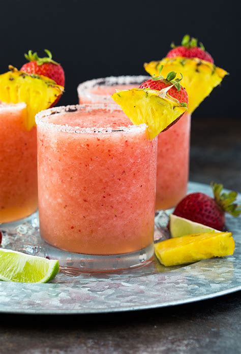 Frozen Pineapple Strawberry Margaritas | The Blond Cook