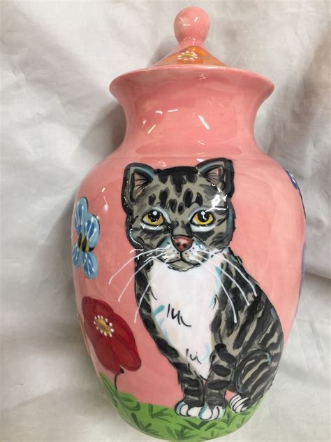 Cat Urn / Hand painted / ceramic / Cat Memorial Urn custom | Etsy