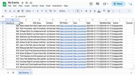 The Events Calendar - Export and Import Data with Google Sheets