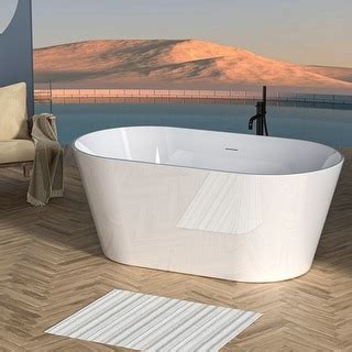 White Acrylic Freestanding Soaking Bathtub - Bed Bath & Beyond - 36917569