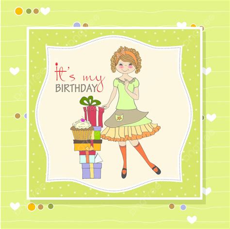 Pretty Young Girl With Gift Cartoon Arms Surprise Vector, Cartoon, Arms ...