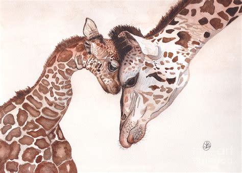 Mom and Baby Giraffe Painting by Linda Allan | Fine Art America