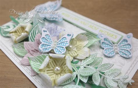 Flowers, Ribbons and Pearls: Layered Flowers and Stamps