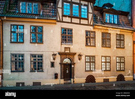 An architecture of Old town in Riga, Latvia. The entrance to the ...