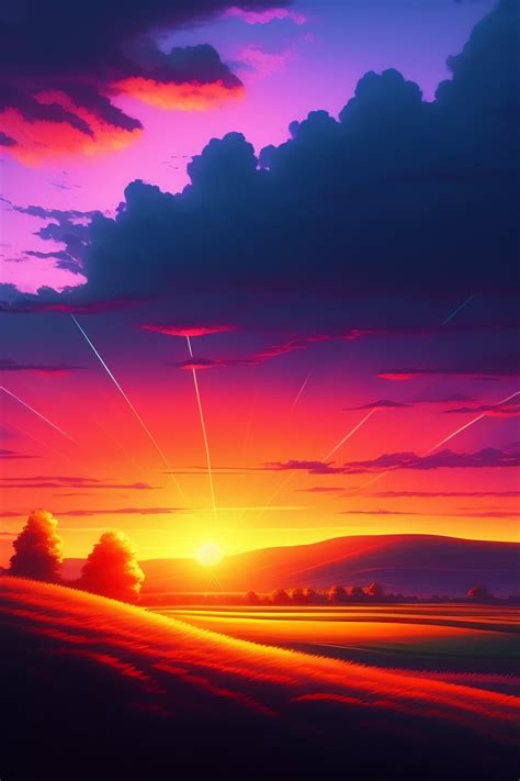 Lexica - Fantastic Anime Sunset Rural Scenery, wallpaper, Beautiful lighting, Dreamy, Ethereal ...