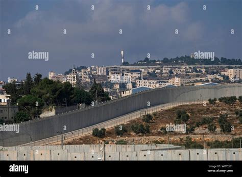 View of the Palestinian city of Bethlehem across the West Bank ...