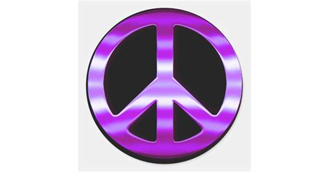 Pretty Purple Peace Sign Classic Round Sticker | Zazzle